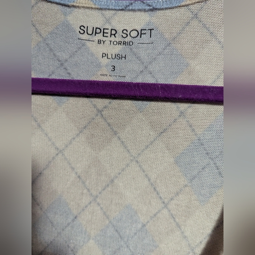 Torrid Super Soft Plush Blue Tan Plaid Skater Midi Dress Pockets 3X 22 24 - Picture 4 of 5